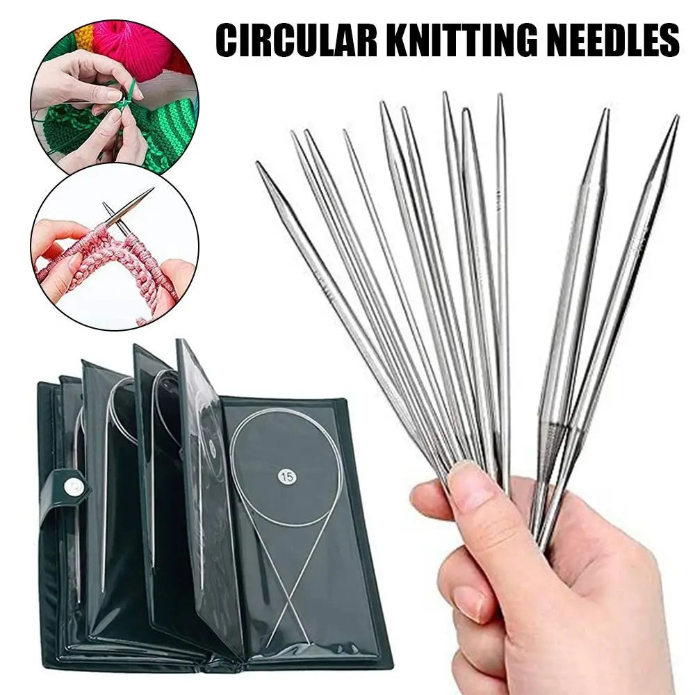 Stainless Steel Circular Knitting Needles – 11-Size Set Circular Knitting Needles HIP