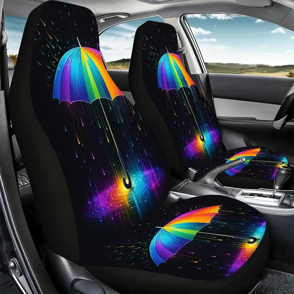 Rainbow Umbrella Car Seat Covers – High Back Polyester Car Seat Covers HIP