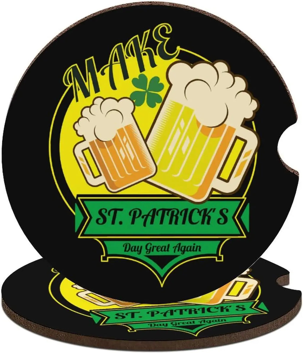 St. Patrick's Day Wood Car Coasters – Non-Slip Cup Holder Mat Car Cup Holder Coasters HIP black Other