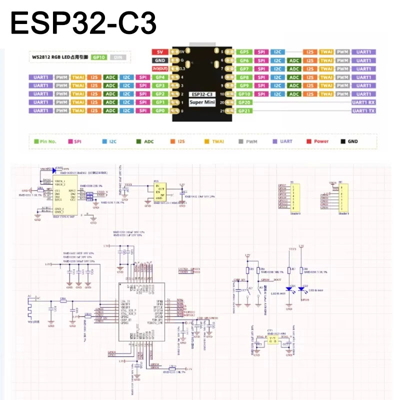 ESP32 SuperMini C3 Development Board – WiFi & Bluetooth Microcontroller Dev Board HIP