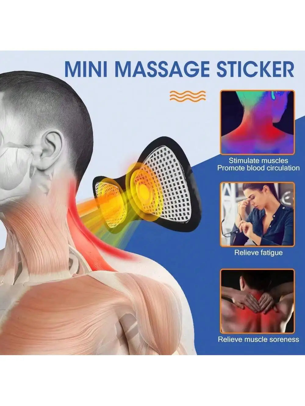 Electric EMS Neck & Back Massager – Portable Gel Pad EMS Neck Massager HIP