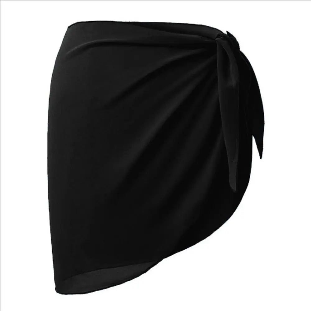 Women's Chiffon Sarong Beach Cover Up – Sheer Wrap Skirt Swimsuit Cover Up HIP black