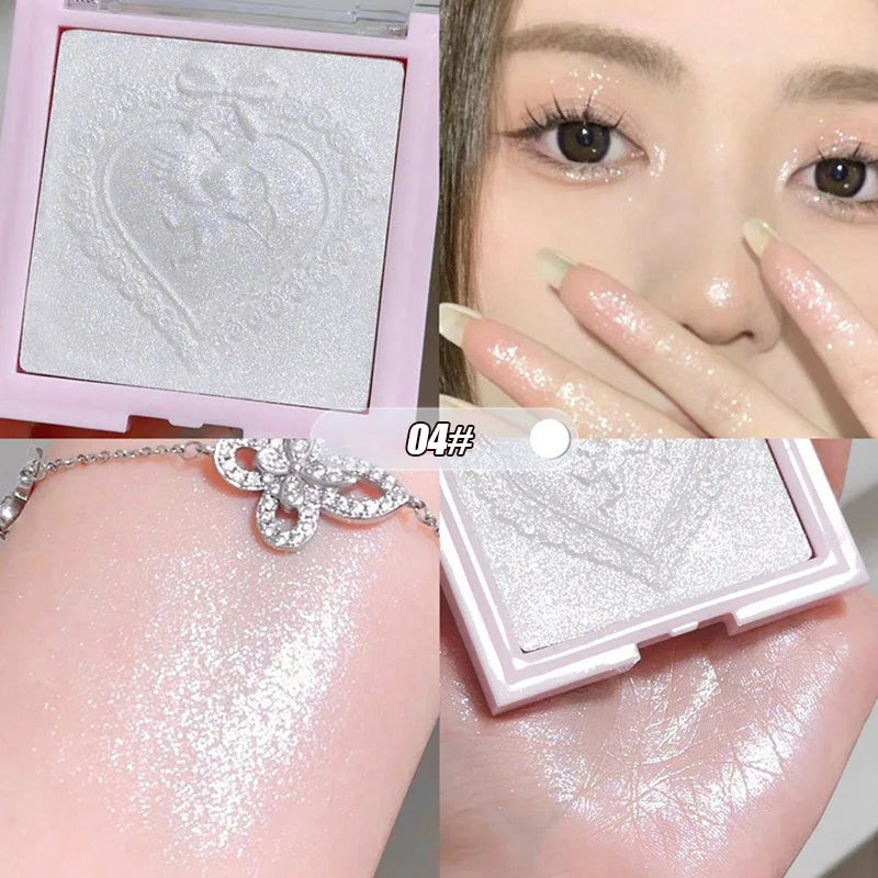 Champagne White Highlighter Powder Body Shiny Glitter Diamond Shimmer Brighten Highlight Face Contour Waterproof Lasting Makeup HIP 04