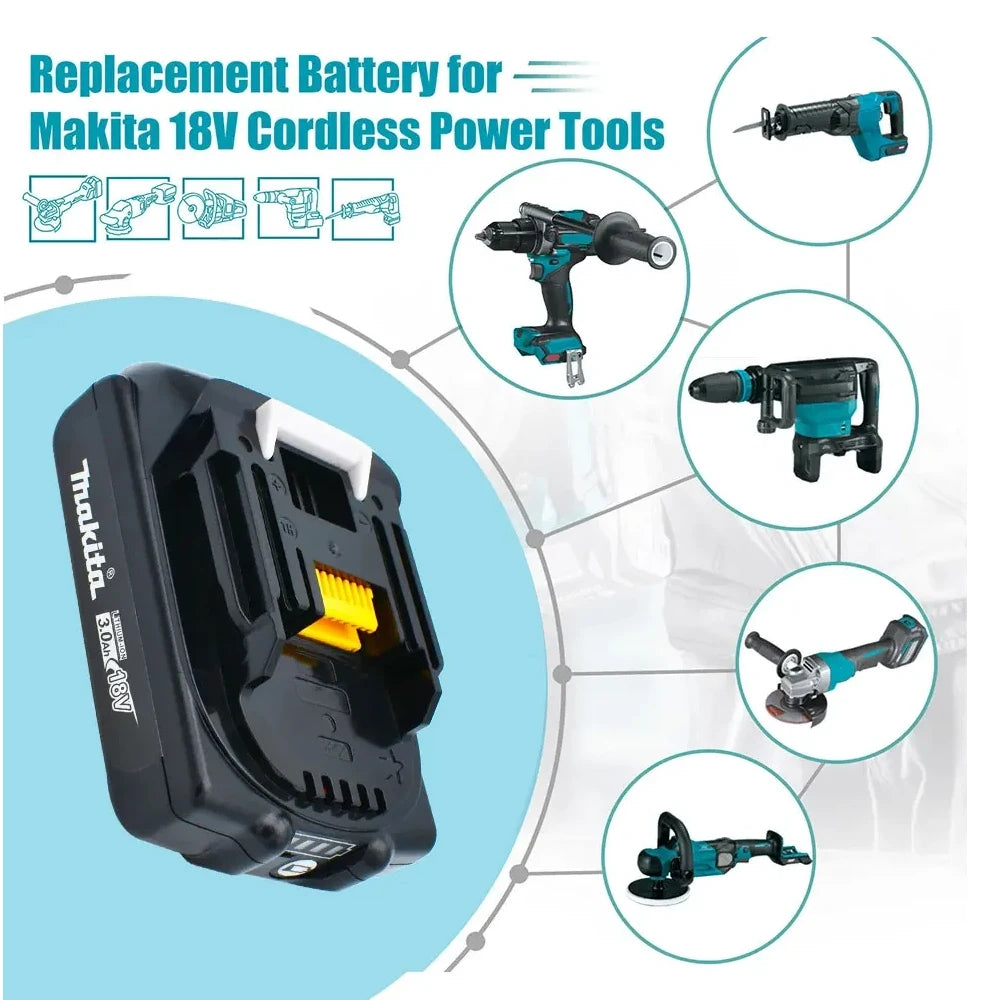 Makita 18V 3.0Ah Li-Ion Battery – BL1830B BL1840B BL1860B Power Tool Battery HIP