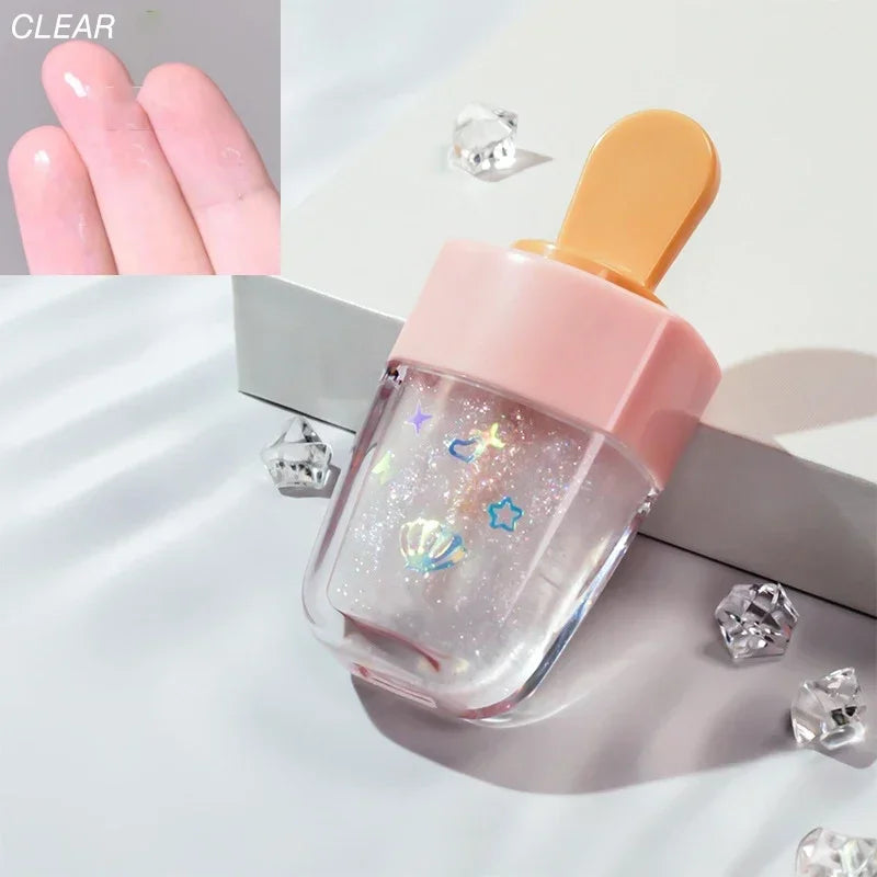 Ice Cream Shape Lip Glaze Glitter Liquid Lipstick Long Lasting Waterproof Moisturizing Lip Gloss Cute Lip Oil Lips Care HIP 02