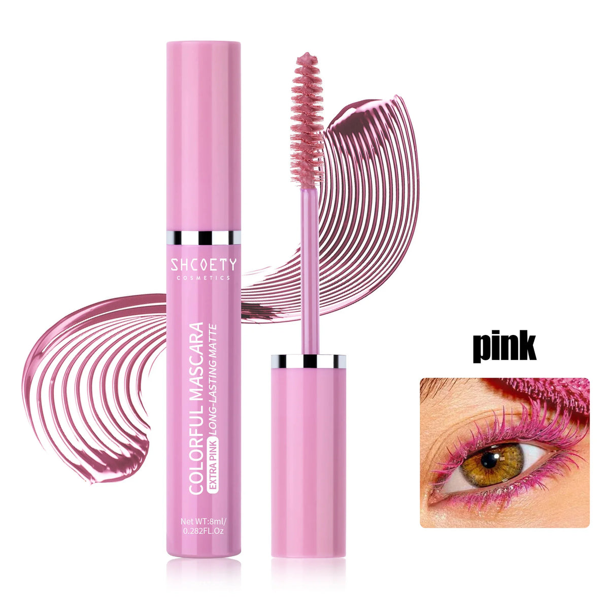 Pink Brown Eyelashes Mascara Colorful Stage Makeup Colored Mascara Cream Blue Green Lasting Waterproof Mascara Curling Eyelashes HIP B Pink