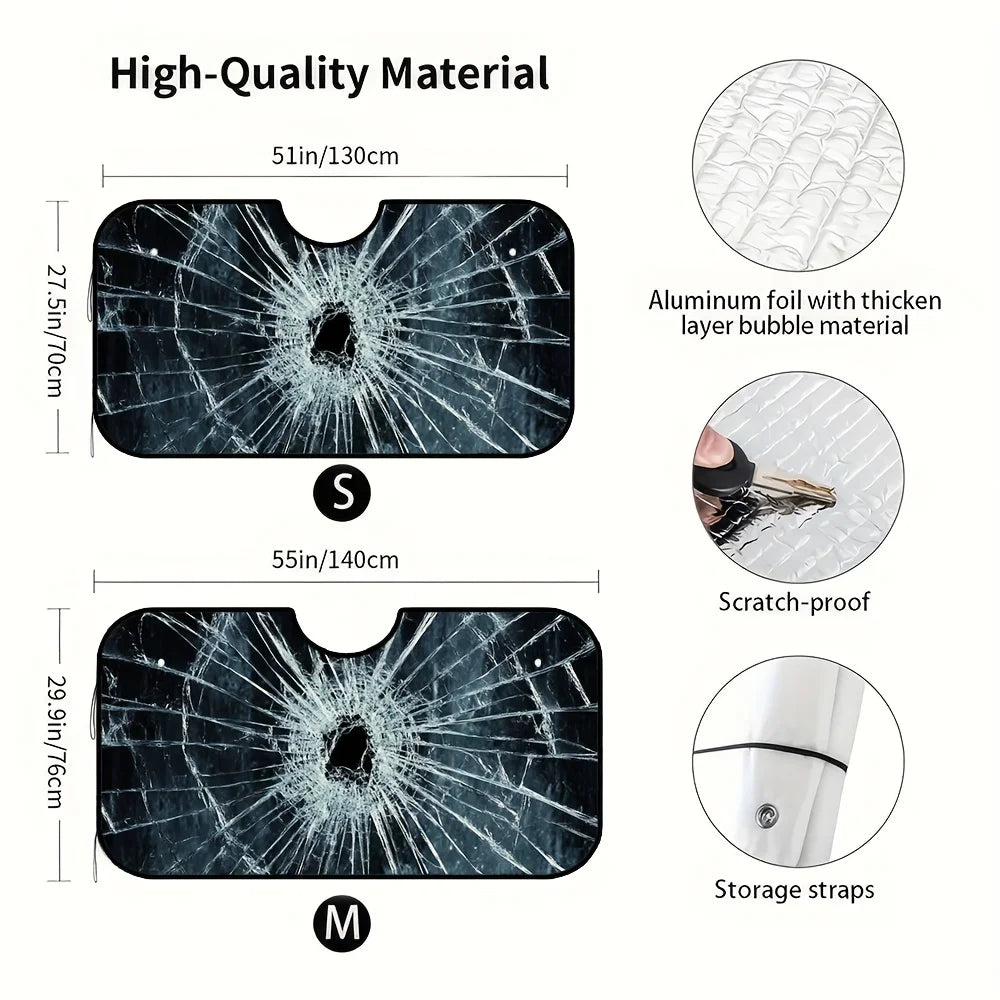 Broken Glass Design Car Windshield Sunshade | Collapsible Car Windshield Sunshade HIP