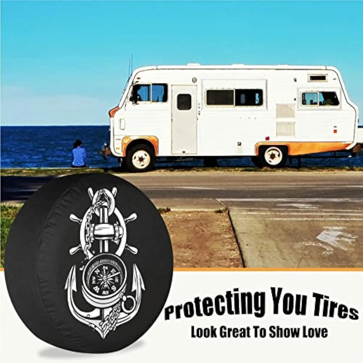 Nautical Spare Tire Cover – UV & Weatherproof Polyester | RV Truck Spare Tire Cover HIP
