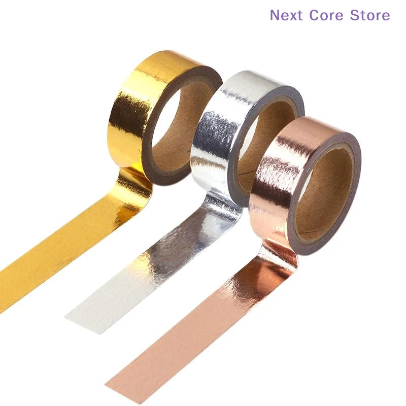 Metallic Washi Tape Gold Silver Rose Gold 15mm x 5m DIY Decorative Washi Tape HIP