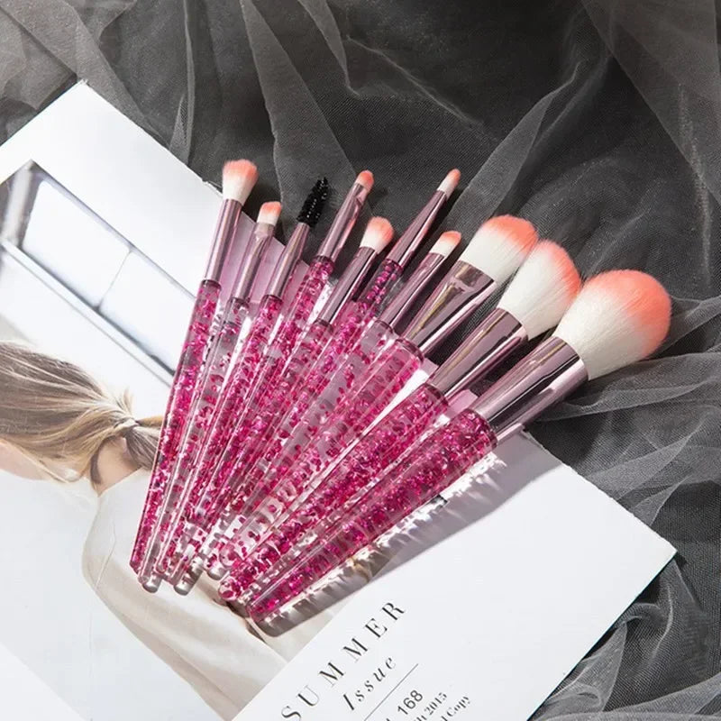 10-Piece Crystal Handle Makeup Brush Set – Face & Eye Kit Makeup Brush Set HIP