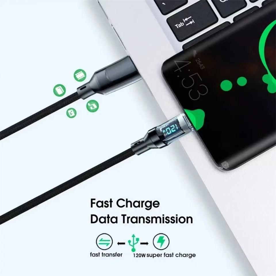 120W USB-C Fast Charging Cable with Digital Display | HIP USB-C Charging Cable HIP