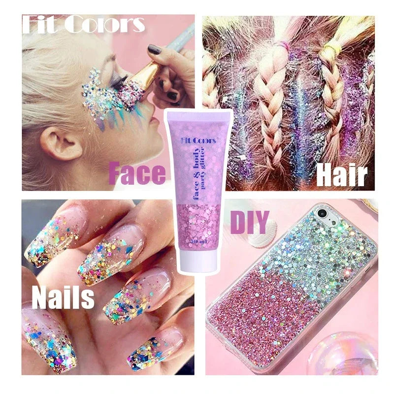 Eye Sequins Gel Mermaid Scale Face Body Lip Sequins Glitter Powder Eye Shadow Bright Polarized Dance Nail Decoration Makeup 50ML HIP