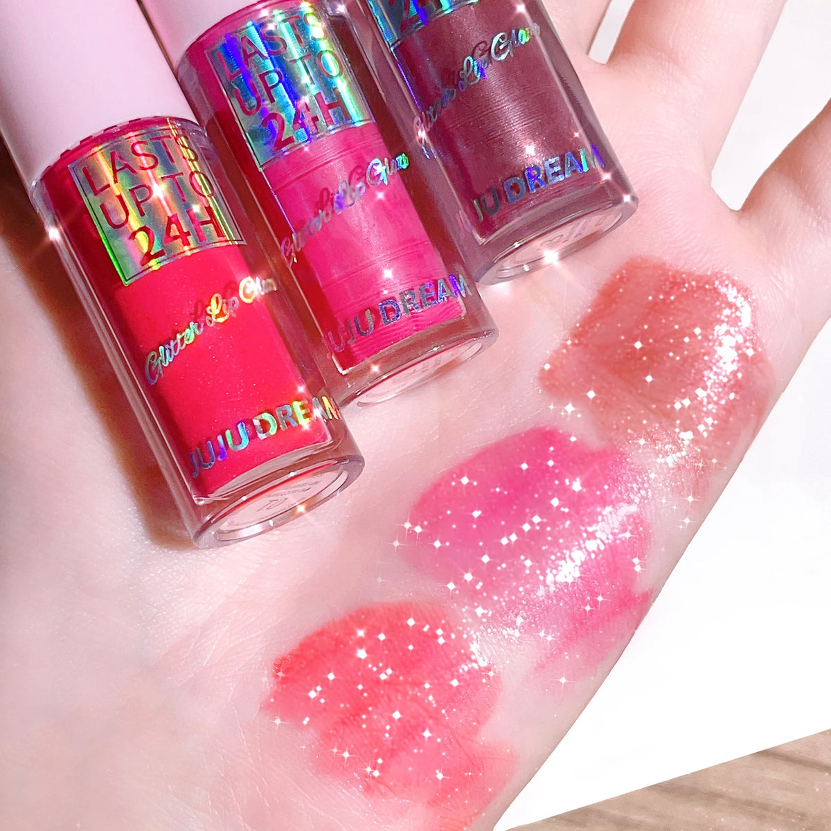 JUJU Dream Sparkling Lip Gloss – Mirror Finish & Moisturizing Sparkling Lip Gloss HIP