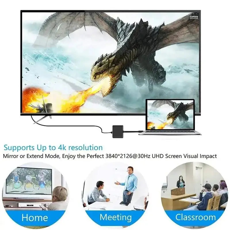 USB-C 3-in-1 Adapter – HDMI 4K, USB 3.0 & USB-C Charging USB-C Multiport Adapter HIP