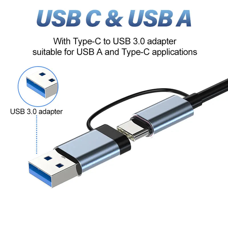 8-in-1 USB A & USB C Hub, USB 3.0 5Gbps, 3× USB 2.0, SD TF Card Reader, 3.5mm Audio, Multiport Adapter HIP