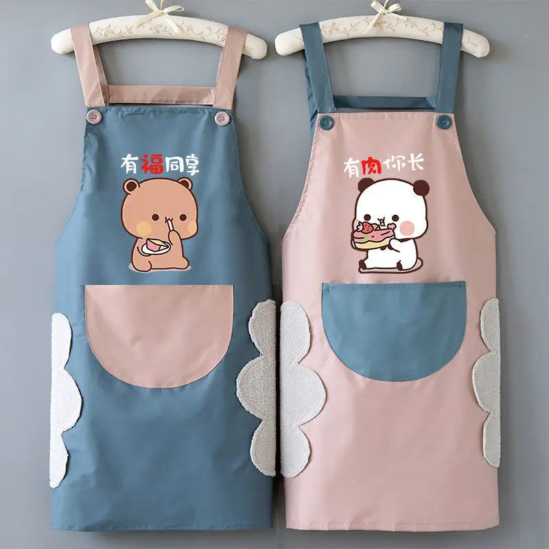 Bubu & Dudu Cartoon Waterproof Kitchen Apron | Wipeable Cartoon Kitchen Apron HIP A 2 Pcs
