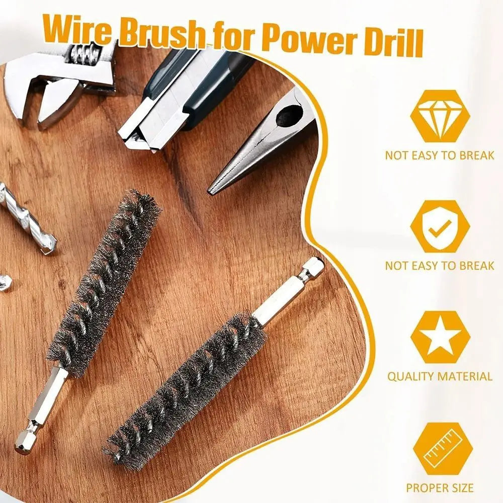 Stainless Steel Bore Brush Set 8–25mm | 1/4" Hex Shank Bore Brush Set HIP