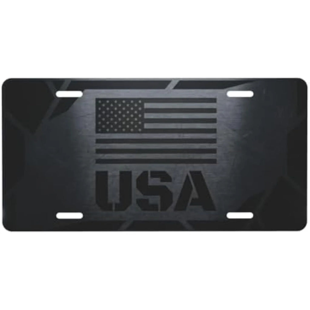 Blackout USA Flag Aluminum License Plate – 6x12 Vanity Tag Decorative License Plate HIP 1
