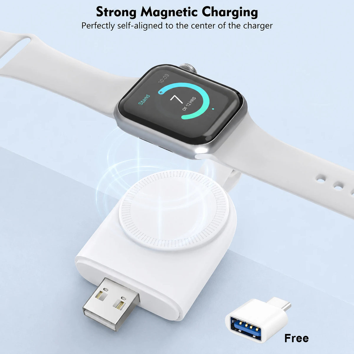 Mini Magnetic Wireless Apple Watch Charger USB & Type-C Wireless Watch Charger HIP