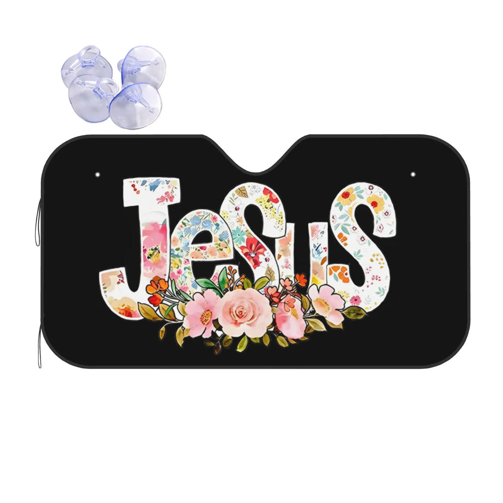 Floral Jesus Car Sunshade – UV & Scratch Resistant Windshield Car Windshield Sunshade HIP S