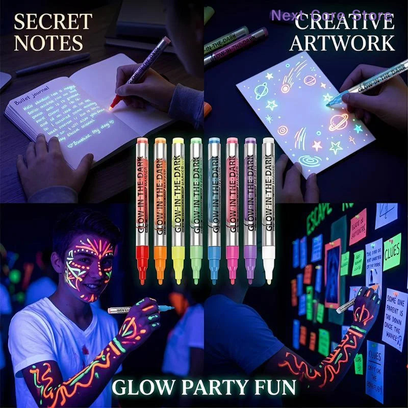 8-Color Glow-in-the-Dark Fluorescent Marker Set | DIY Crafts Craft Marker Set HIP