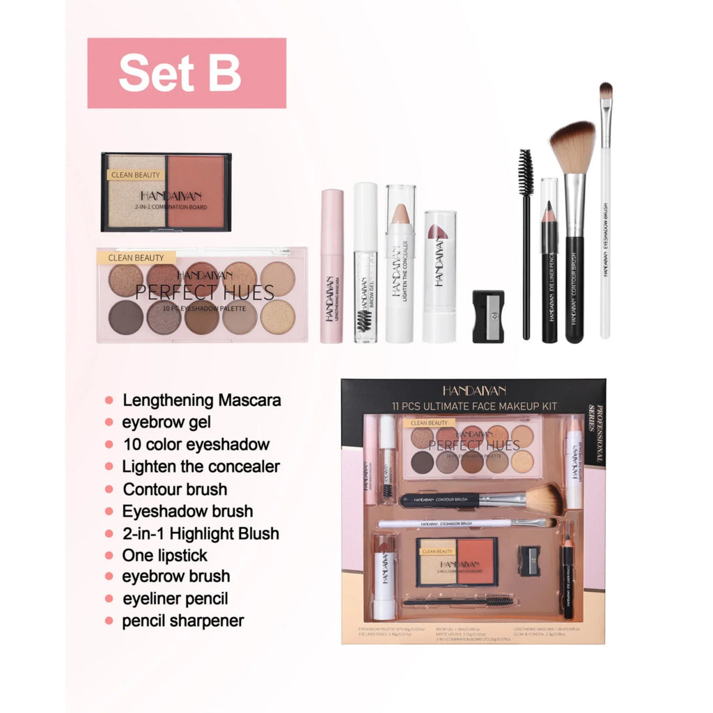 Handaiyan 11-Piece Makeup Kit – Eyeshadow, Contour & Blush Face Makeup Set HIP