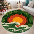 Retro Waves Geometric Area Rug – Anti-Slip Washable Floor Mat Geometric Area Rug HIP 4 80X80