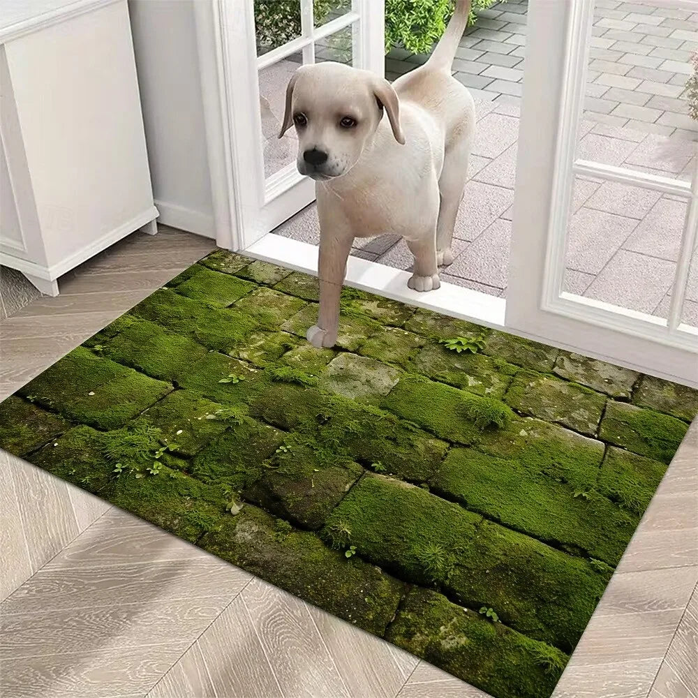 Green Moss Stone Doormat – Anti-Slip Indoor Outdoor Rug Entryway Door Mat HIP
