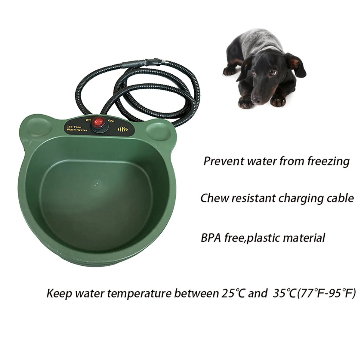 Electric Dog Water Bowl Green Heated Dog Bowl for Pet Dog Electric Dog Water Bowl Heated Dog Bowl Thermal Dog Bowl HIP
