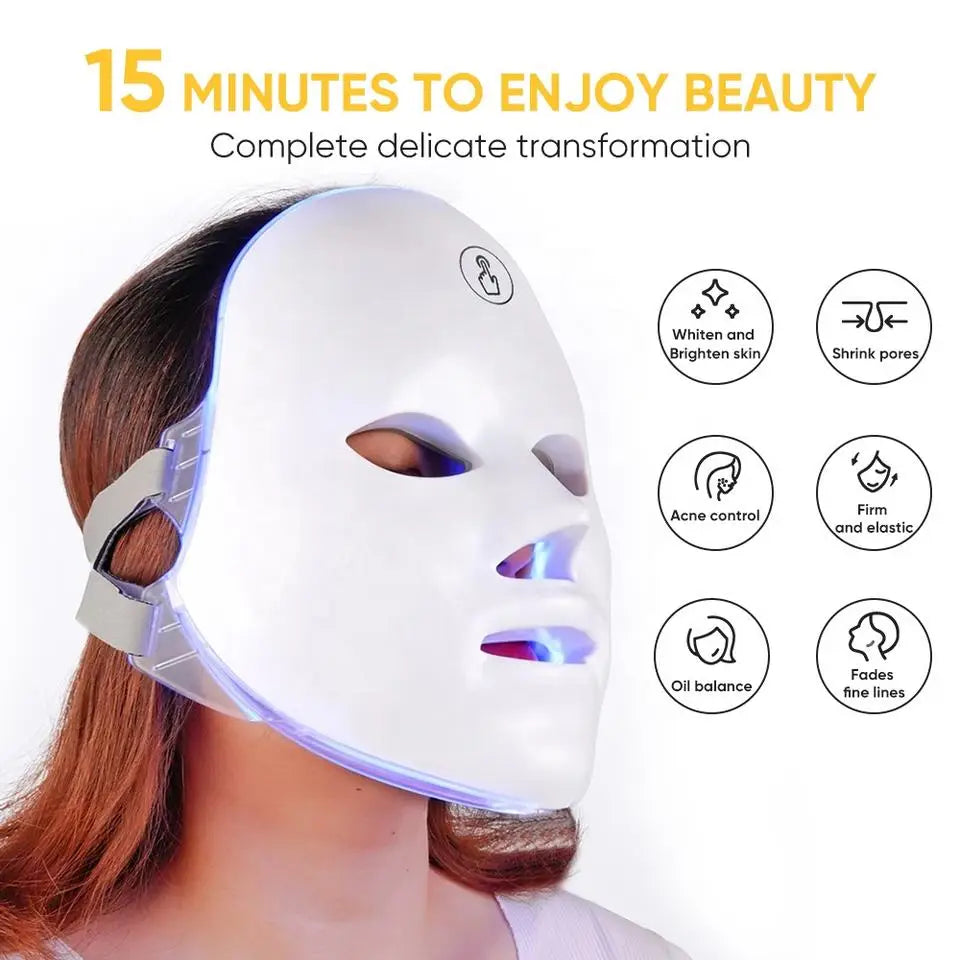 CAMMUO 7-Color LED Facial Mask – Photon Therapy Skin Care LED Light Therapy Mask HIP