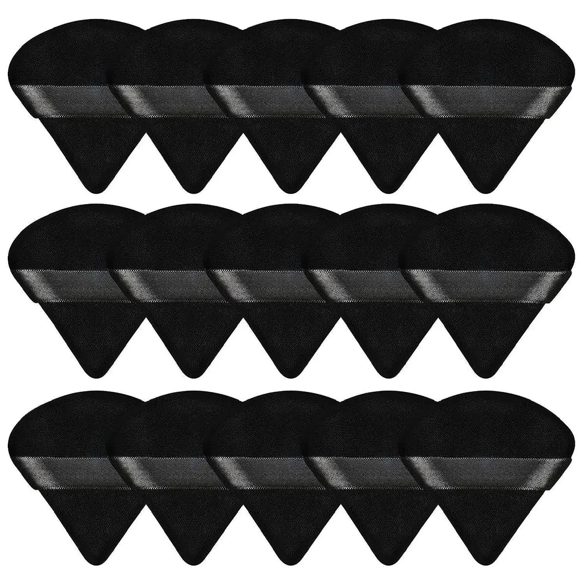 Velvet Triangle Powder Puff Set – Soft Washable Makeup Sponge Makeup Powder Puff HIP C533-Black-15PCS