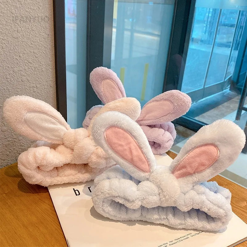 Headband for Washing Wash Face Rabbit Cat Makeup Hairbands Girls Elastic Holder Hair Strap Bands Ears Turban Hair Accessories HIP