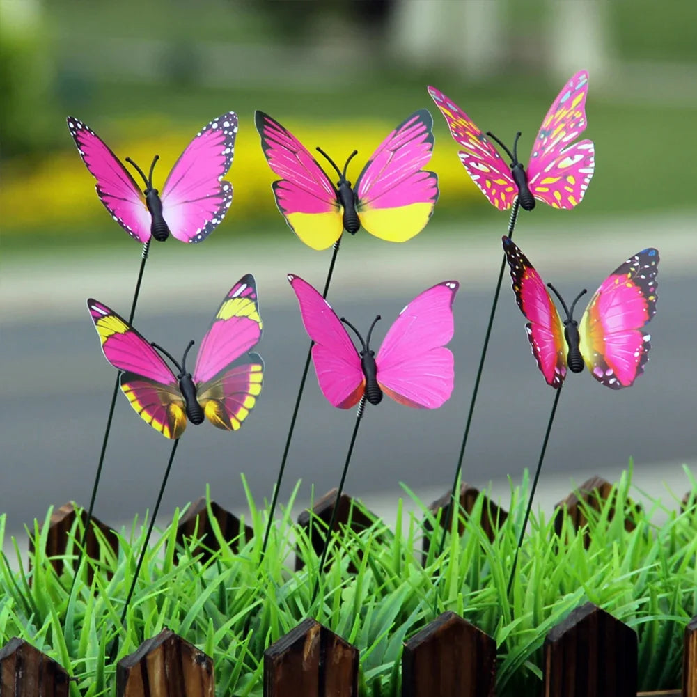 Waterproof Exquisite Color 3D Dragonfly Butterfly Decoration Stakes 12/6pcs 3D Artificial Indoor Outdoor Christmas Decoration HIP
