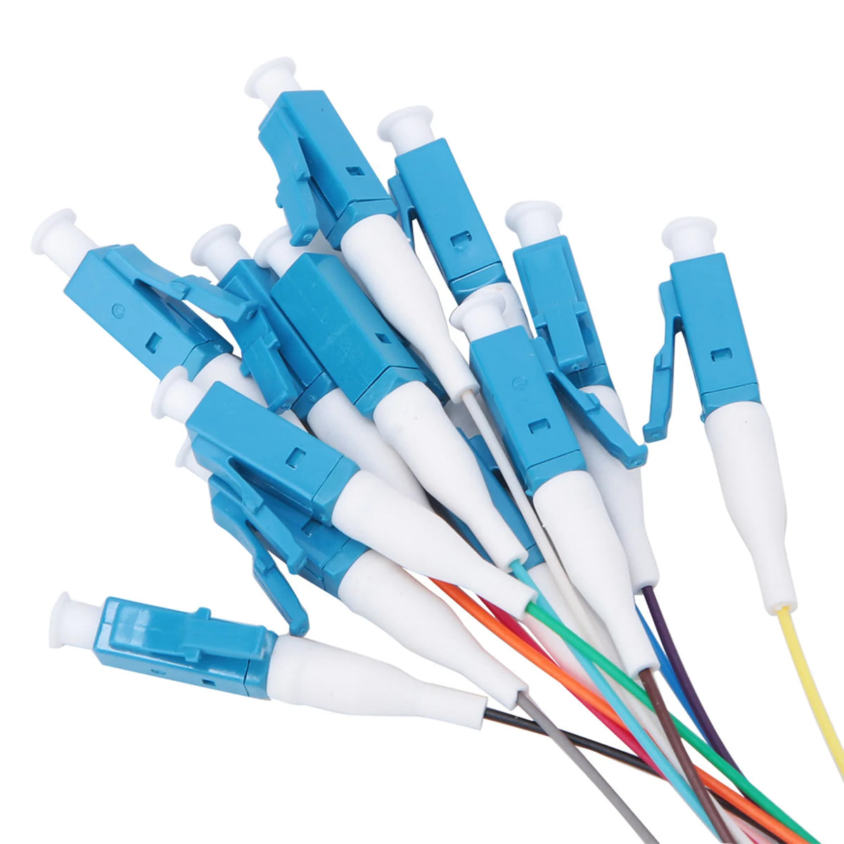 12 Strand Fiber Optic Pigtail LC/UPC Single Mode Low Insertion Loss 1.5m HIP