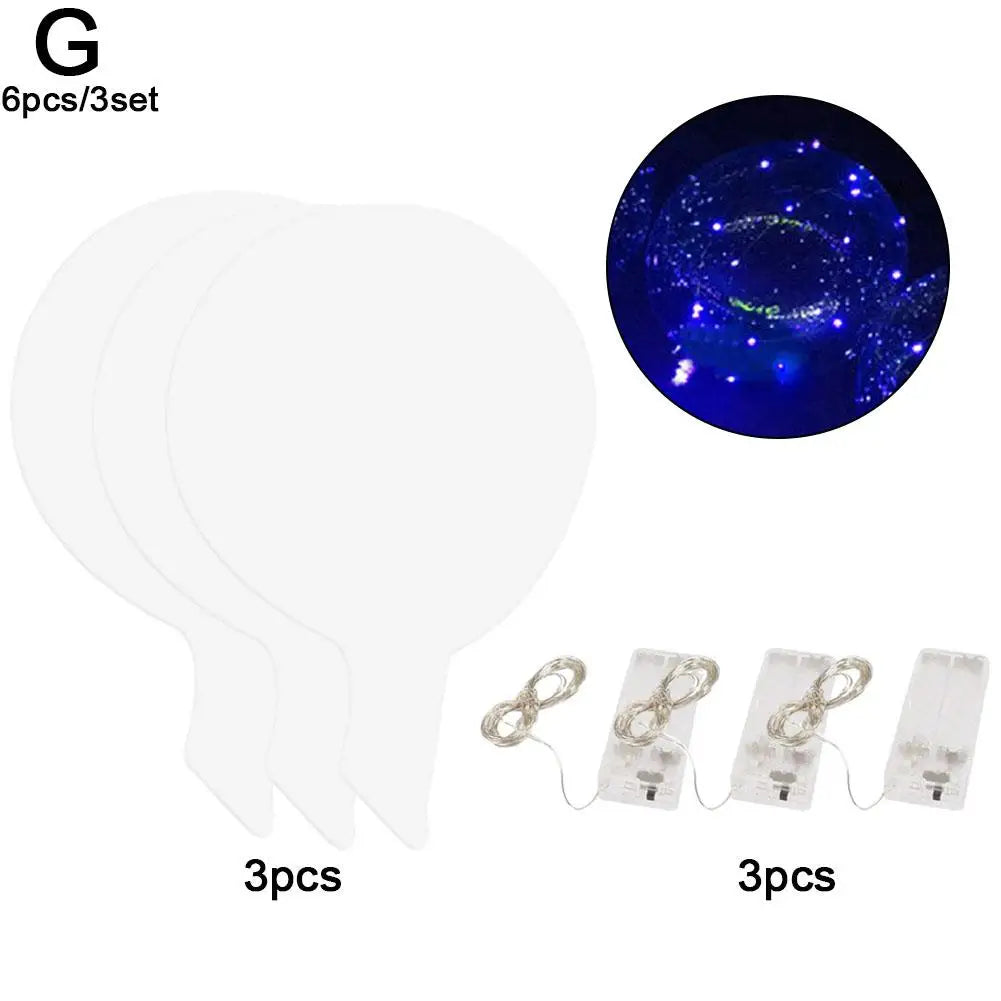 3sets Led Balloons Light Up Balloons Clear Bobo Balloons Luminous Bubble Balloon With Light String For Party Birthday New Year HIP blue light model 12INCH