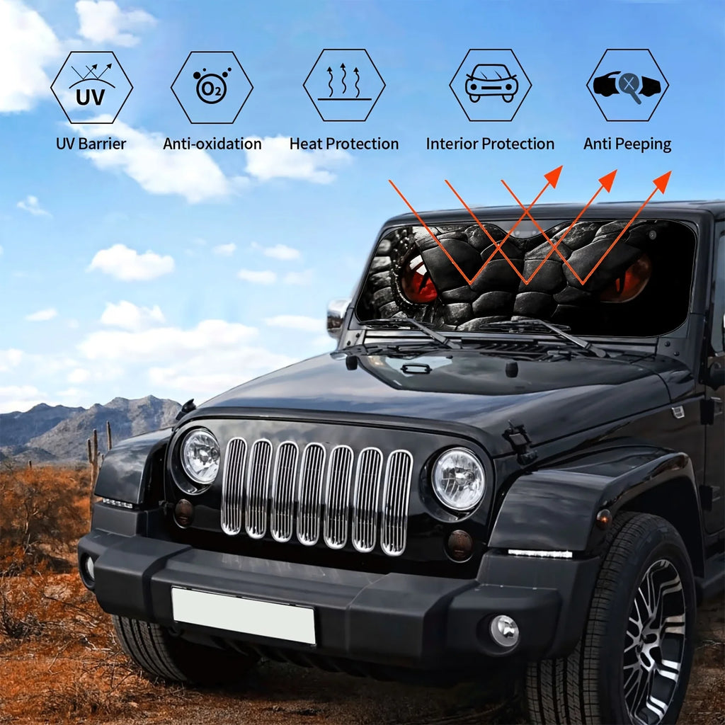 2D Black Snake Print Car Windshield Sunshade | UV Block Car Windshield Sunshade HIP