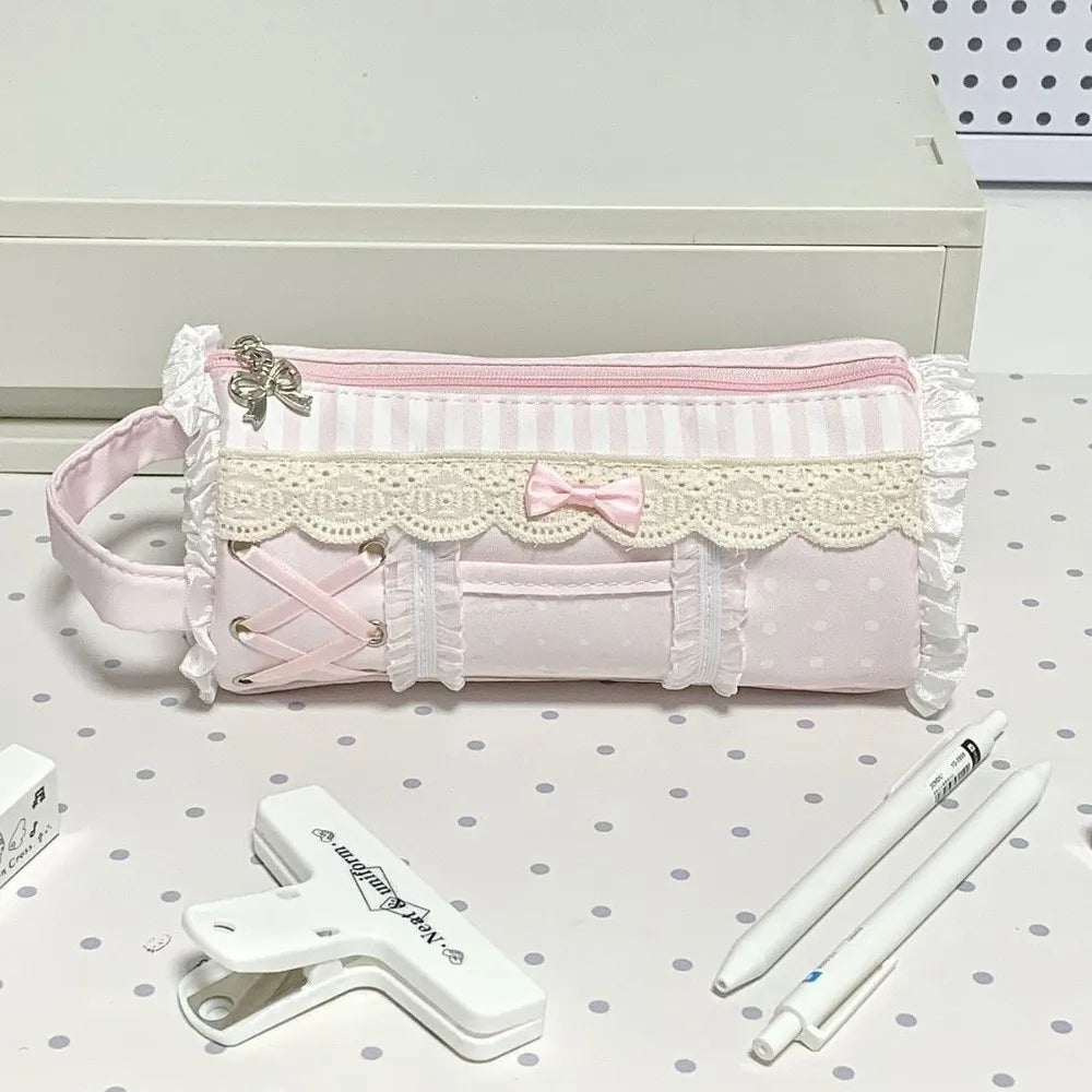 Lace Ruffle Pencil Case – Large Capacity Stationery Pouch Pencil Case HIP
