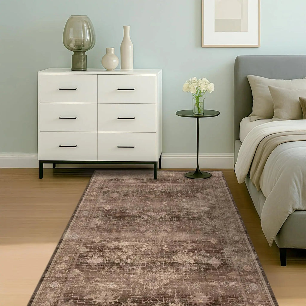 Brown Vintage Persian Area Rug – Non-Slip Washable Floor Mat Vintage Area Rug HIP