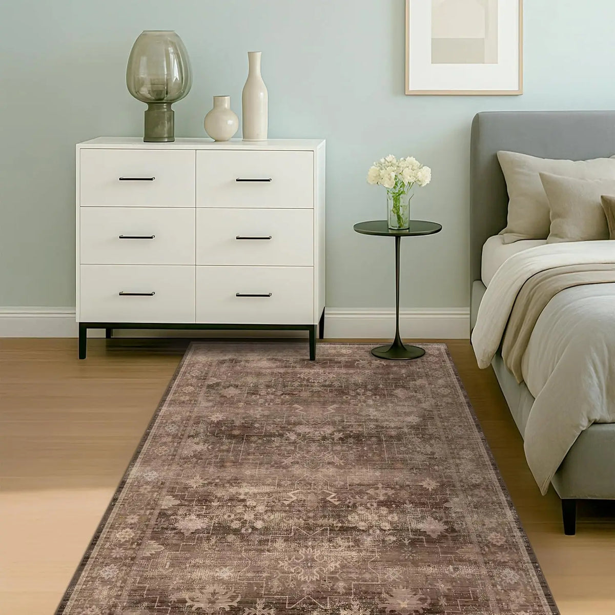 Brown Vintage Persian Area Rug – Non-Slip Washable Floor Mat Vintage Area Rug HIP