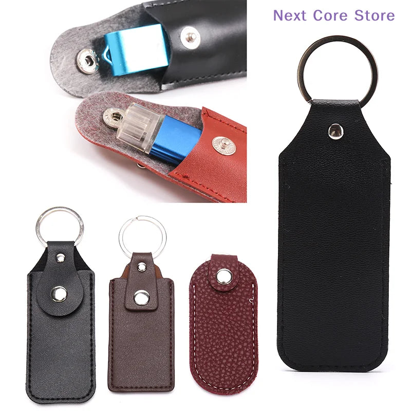 PU Leather USB Flash Drive Case Bag with Key Ring USB Drive Case HIP