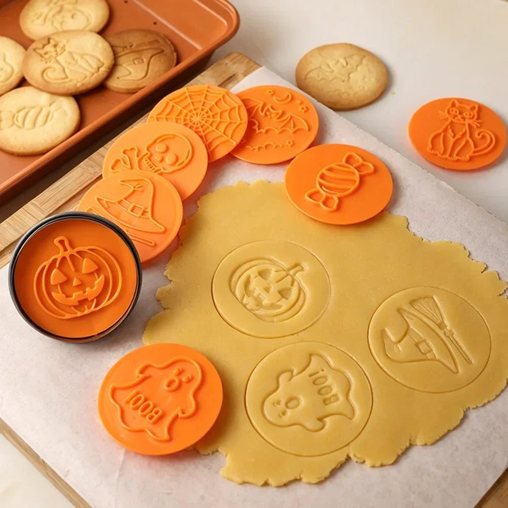 DIY Cookie Pattern Molds Holiday Halloween Party Making Christmas Baking Mold Stainless Steel Magnetic Cookie Embosser Set HIP