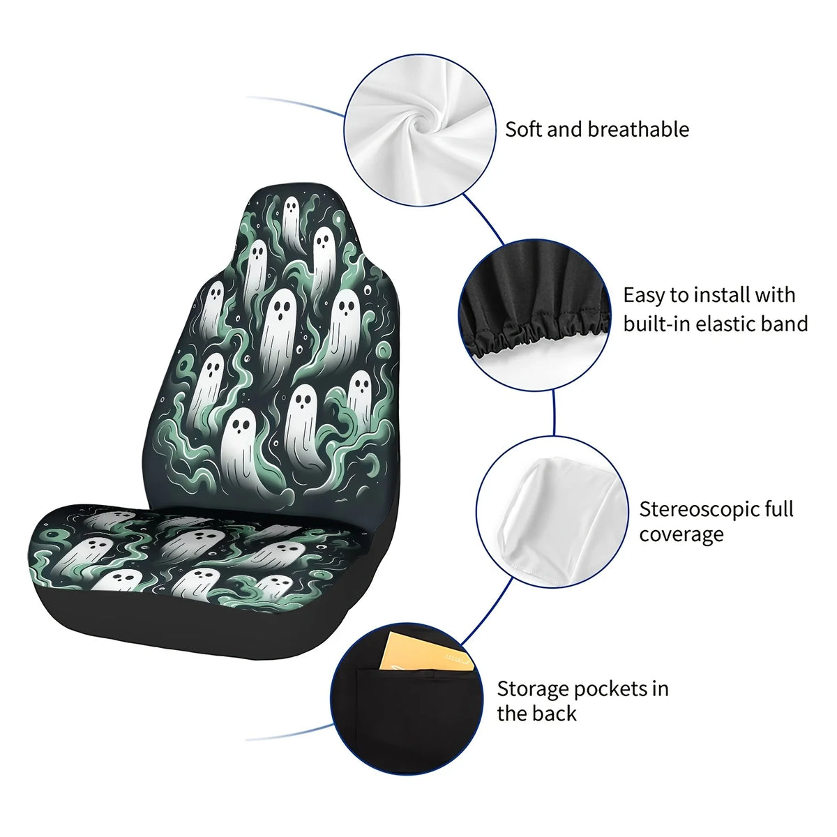 Green Smoke Print Car Seat Cover – Wear-Resistant & Easy Clean Car Seat Cover HIP
