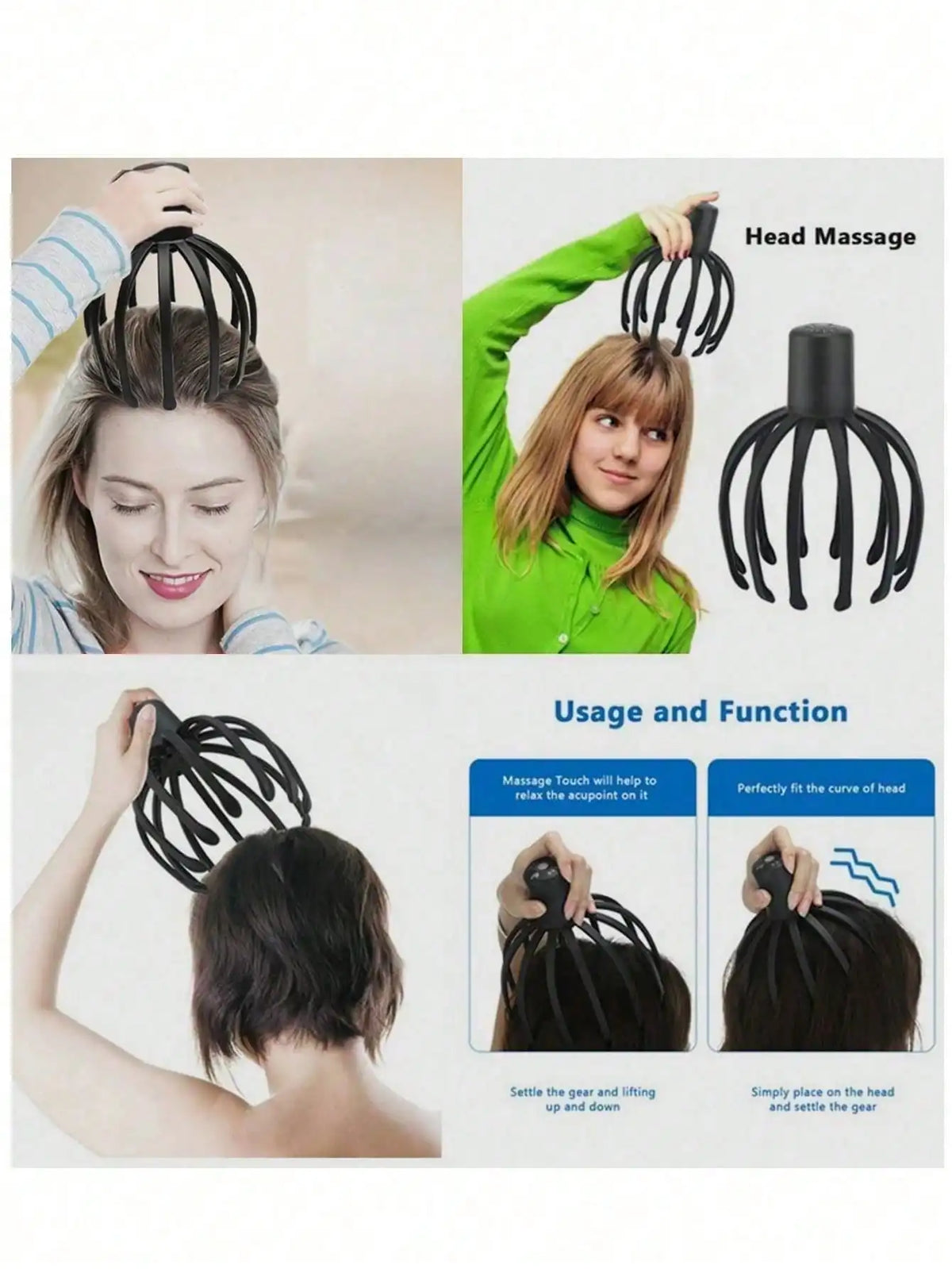 Electric Octopus Head Massager – Rechargeable Scalp Tool Electric Scalp Massager HIP