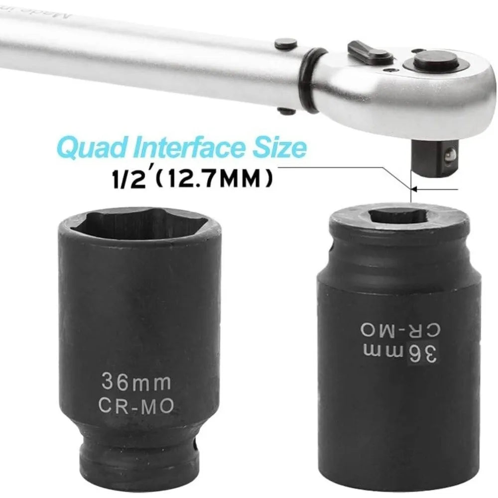 1/2" Drive Impact Socket 6-Point 24mm & 36mm – Heavy Duty Impact Socket HIP