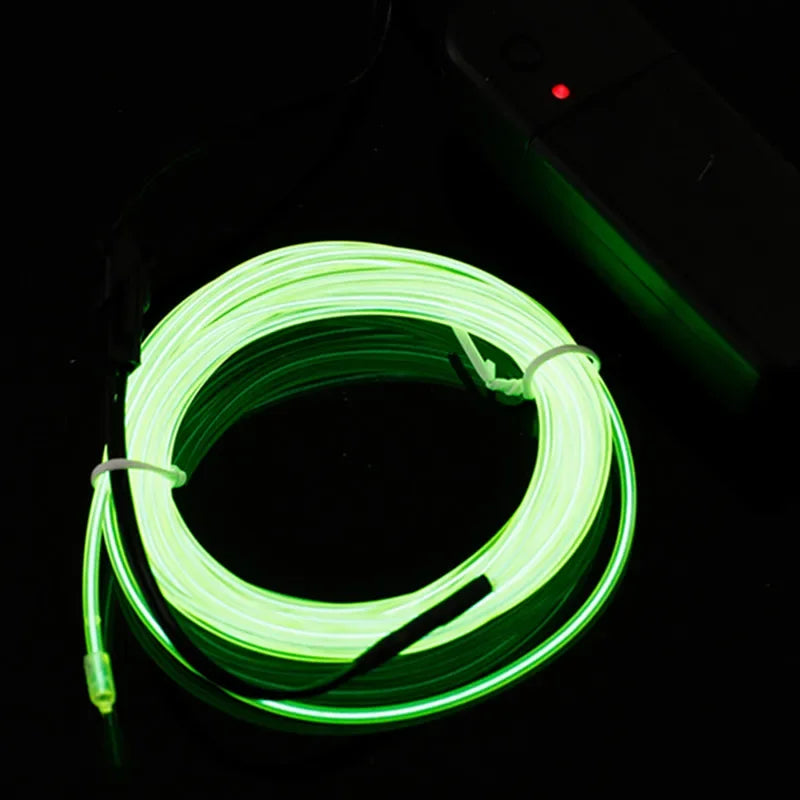 Flexible Neon EL Wire LED Strip Waterproof Multicolor 1M–5M LED Neon Light Strip HIP Fluorescent Green Cigar lighter Plug 1m