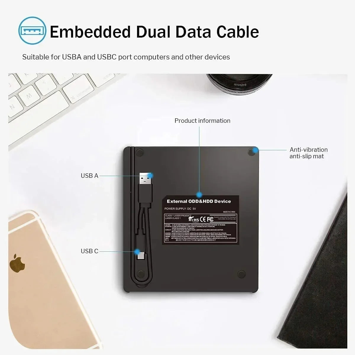 USB3.0 Type C External RW CD Player Burner Bluray Player 7 in 1 External CD DVD Drive External CD Reader For PC Laptop Desktop HIP