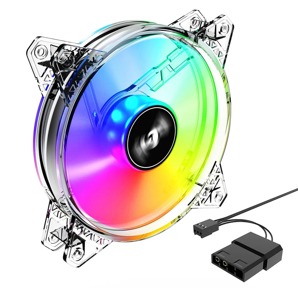 OULLX 120mm PWM ARGB PC Case Cooling Fan 5V – 20dBA Quiet PC Case Fan HIP 3PIN AND 4PIN MOLEX WHITE RGB