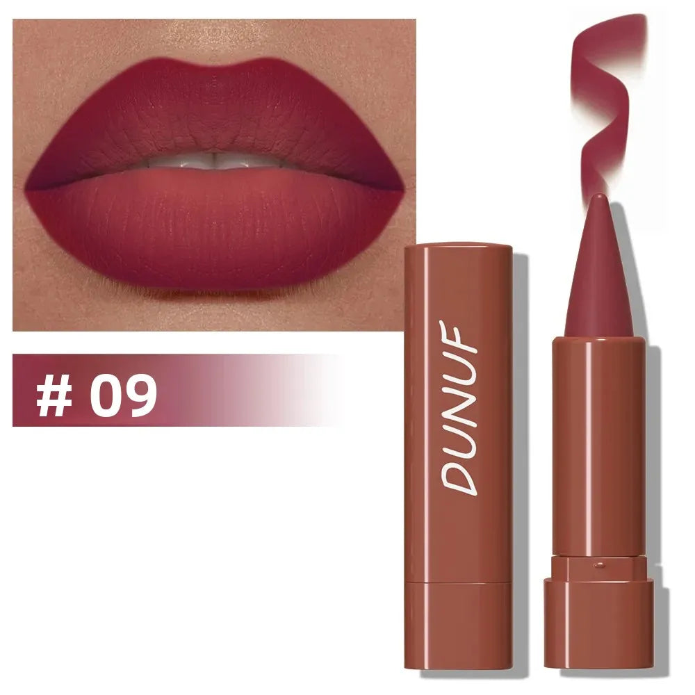 DUNUF 9-Color Gradient Matte Lip Liner Velvet Lipstick Crayon Matte Lip Liner Crayon HIP