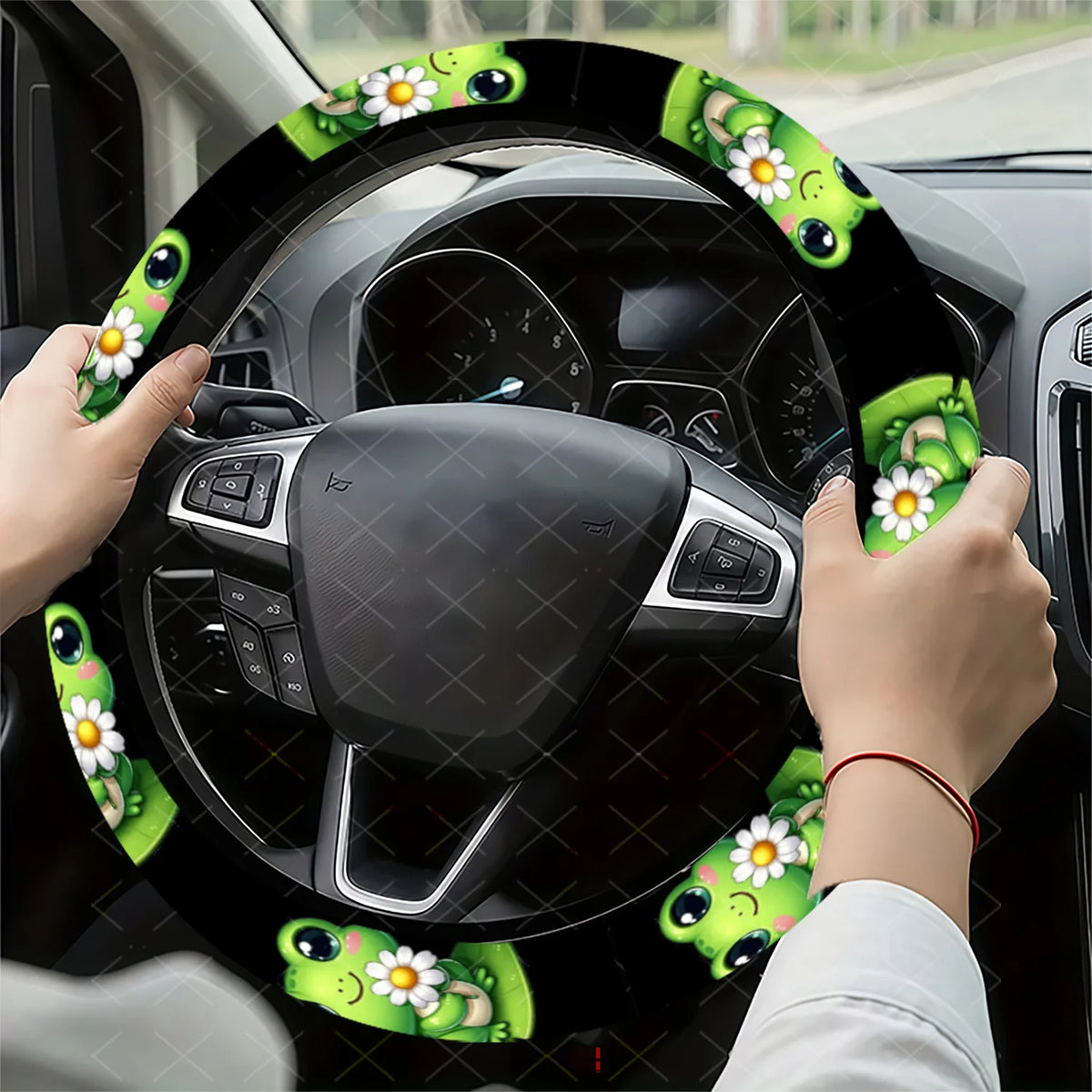 Cute Frog & Daisy Steering Wheel Cover – Easy Install Steering Wheel Cover HIP