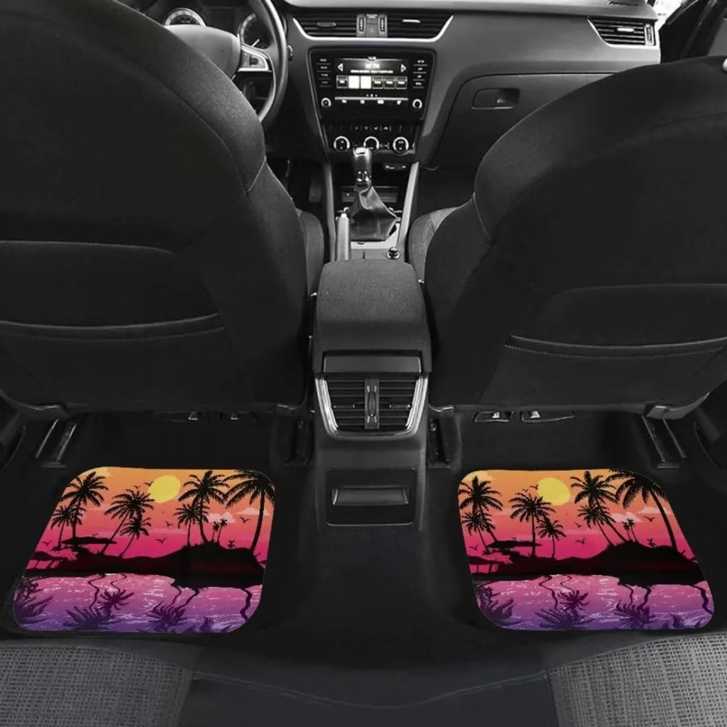 4-Piece Tropical Print Waterproof Car Floor Mats – All-Weather Car Floor Mats HIP